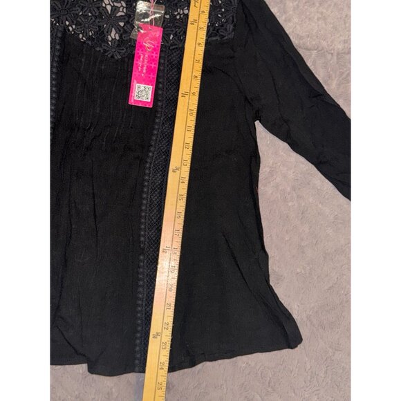 Ultrapink Black Lace Trim Blouse Size L with Tags - Picture 5 of 9